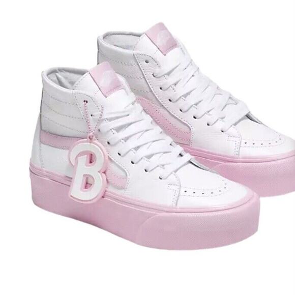 VANS X BARBIE SK8-HI TAPERED STACKFORM SHOE TRUE WHITE/PINK WOMENS SIZE 9.5 - Picture 1 of 7